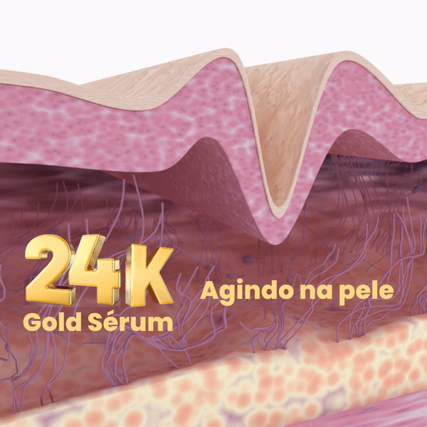 Sérum Facial 24k Gold Anti idade -  Redução de rugas com Folhas de Ouro, Vitamina C, Ácido Hialurônico e Óleo de Argan